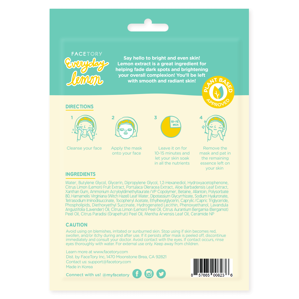 Everyday Lemon Facial Sheet Mask - Brightening